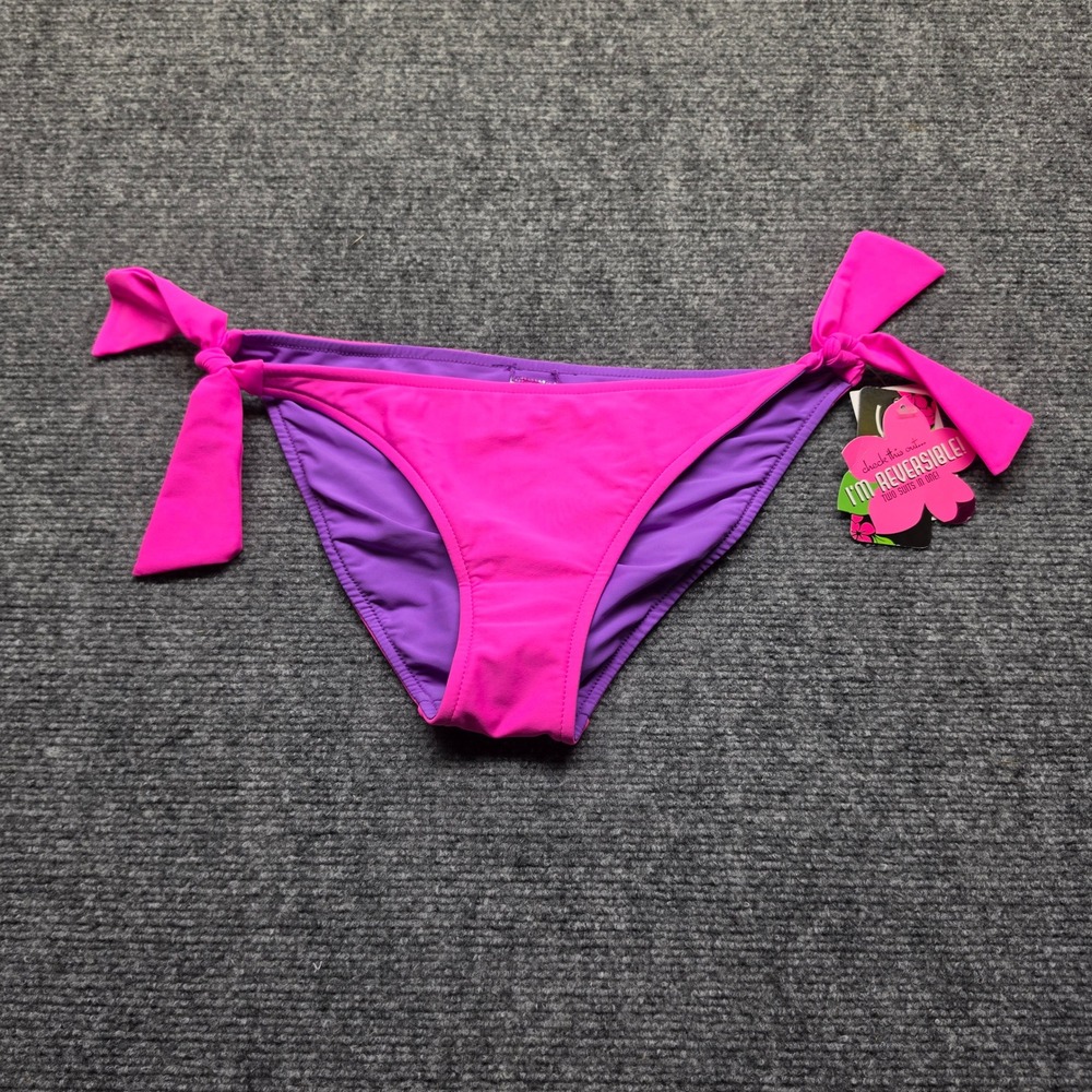 Smoothies by Gossip Reversible Bikini Bottom Pink Purple Side Tie Low Rise M